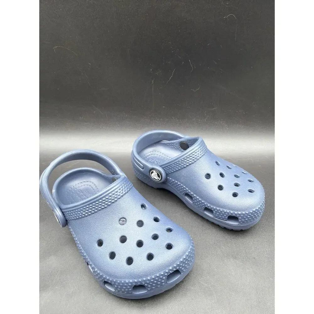 Crocs Kids Classic Clogs Navy Blue C8 Toddler Slip On Water Shoes NWOB